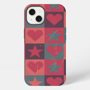 Hearts And Stars Pattern Pink iPhone 13 Case