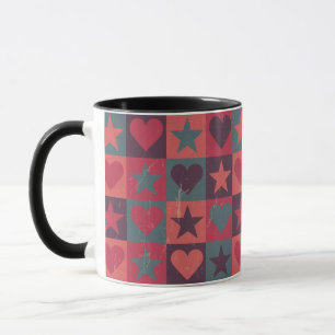 Hearts And Stars Pattern Pink Mug