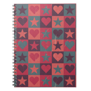 Hearts And Stars Pattern Pink Notebook