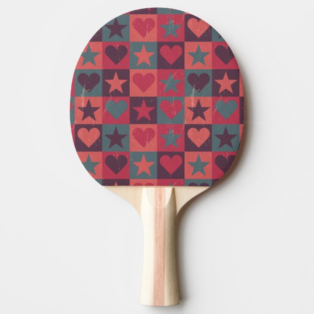 Hearts And Stars Pattern Pink Ping Pong Paddle (Front)