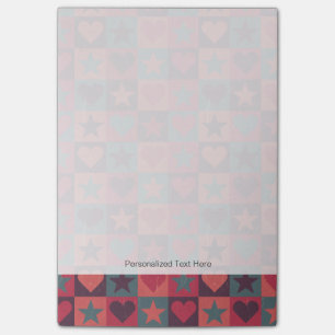 Hearts And Stars Pattern Pink Post-it Notes