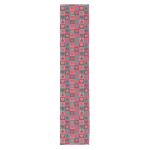 Hearts And Stars Pattern Pink Short Table Runner
