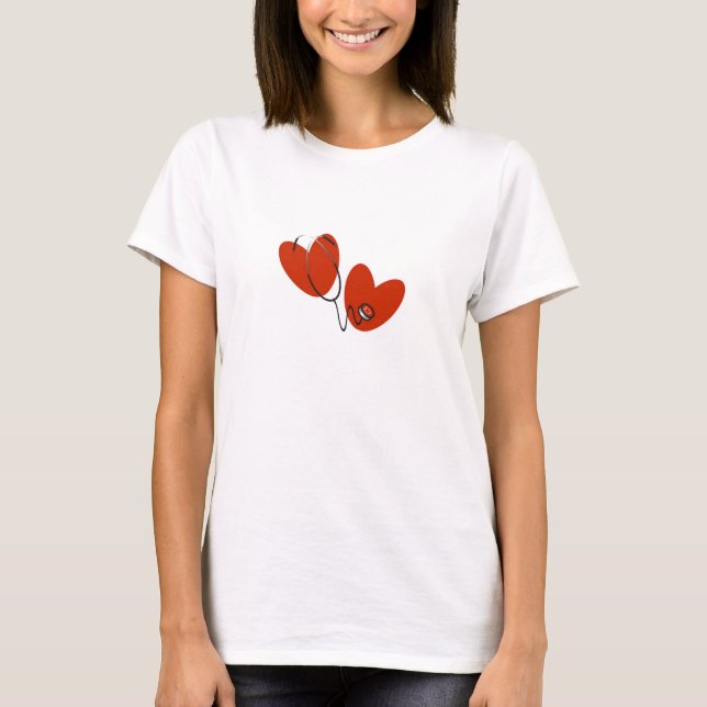 Hearts and Stethoscope T-shirts and Gifts (Front)