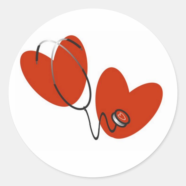 Hearts and Stethoscope T-shirts and Gifts Classic Round Sticker (Front)