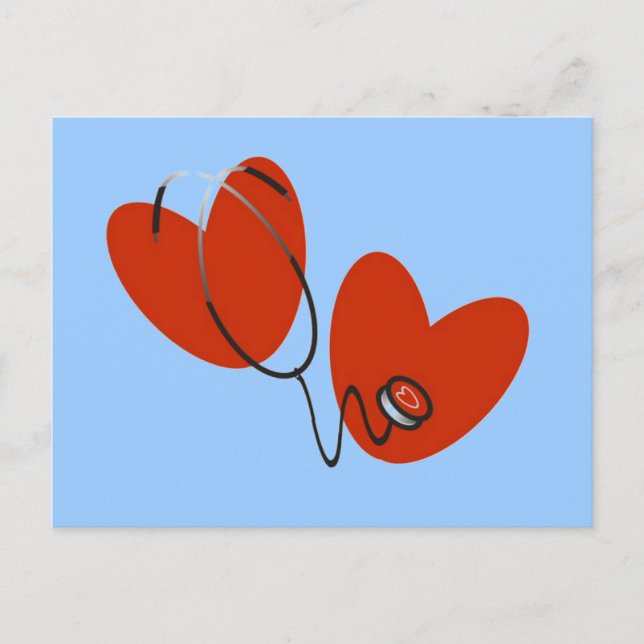 Hearts and Stethoscope T-shirts and Gifts Postcard (Front)