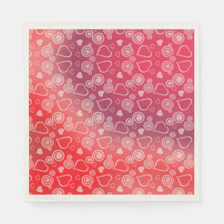 Hearts and Swirls on a Red Gradient Background Napkin