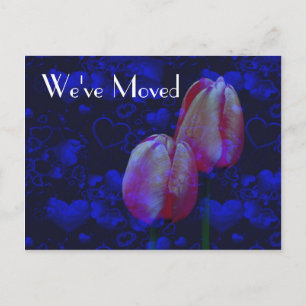 Hearts And Tulips New Address Floral Postcard