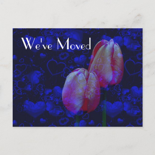 Hearts And Tulips New Address Floral Postcard (Front)