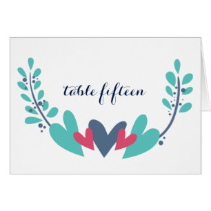 Hearts and Vines Wedding Table Number Card