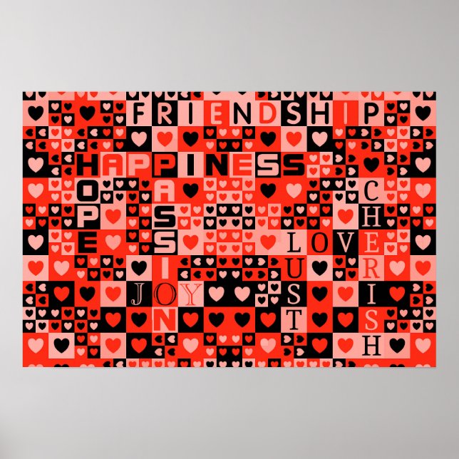 Hearts and Words Art Poster (Front)
