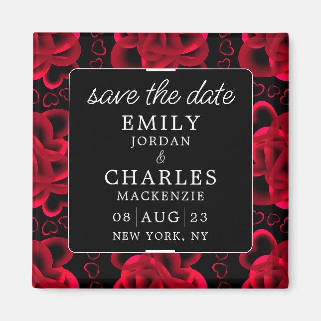 Hearts Aplenty Elegant Wedding Magnet (Front)