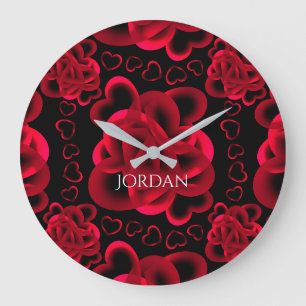 Hearts Aplenty Pattern Large Clock