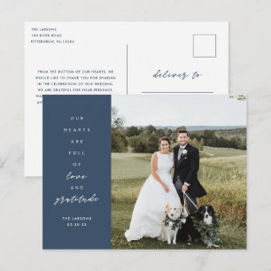 Hearts are Full Photo Wedding Thank You  Postcard