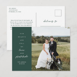 Hearts are Full Photo Wedding Thank You Postcard