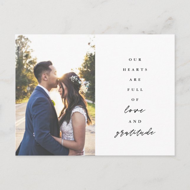 Hearts are Full Wedding Thank You Postcard (Front)