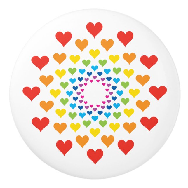 Hearts around hearts ceramic knob (Front)