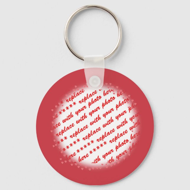 Hearts Around Your Photo Template Keychain (Front)