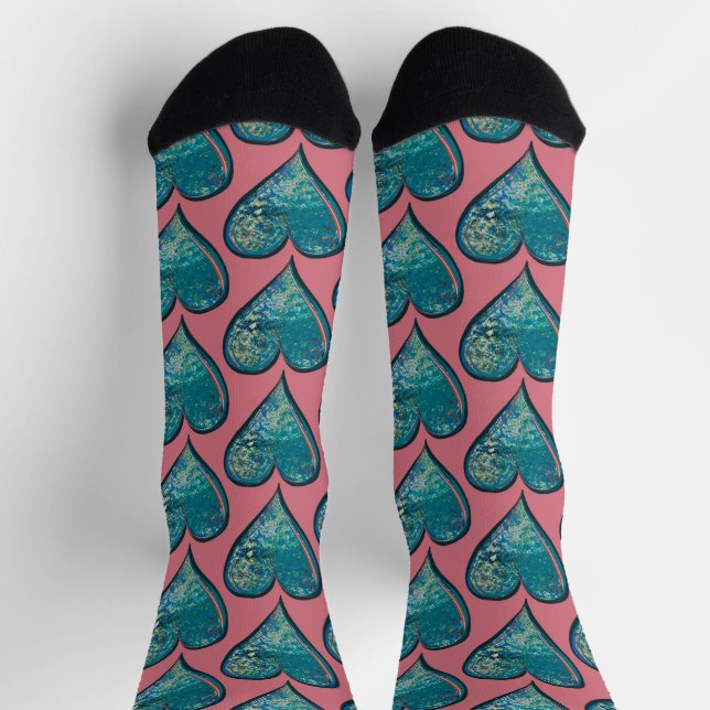 Hearts Artwork blue and pink heart                 Socks (Top)