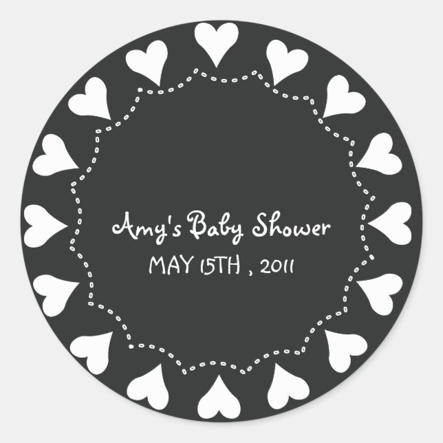 Hearts - BabYShower Stickers-5 Classic Round Sticker (Front)