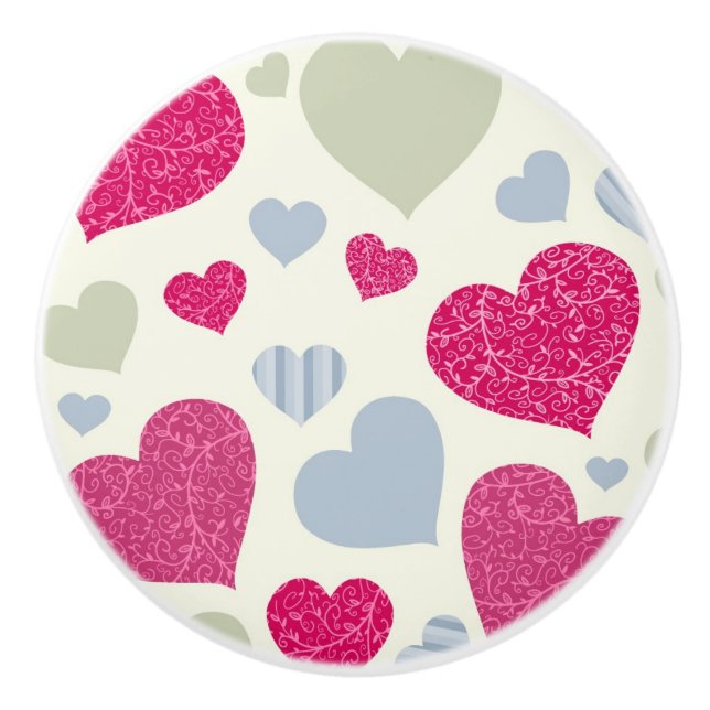 Hearts Background Ceramic Knob (Front)