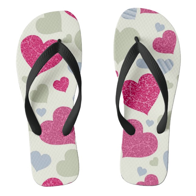 Hearts Background Flip Flops (Footbed)