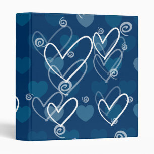 Hearts background in blue, binder