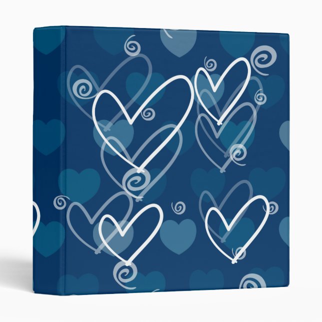 Hearts background in blue, binder (Front/Spine)