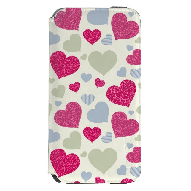 Hearts Background Incipio iPhone Wallet Case (Folio Front)