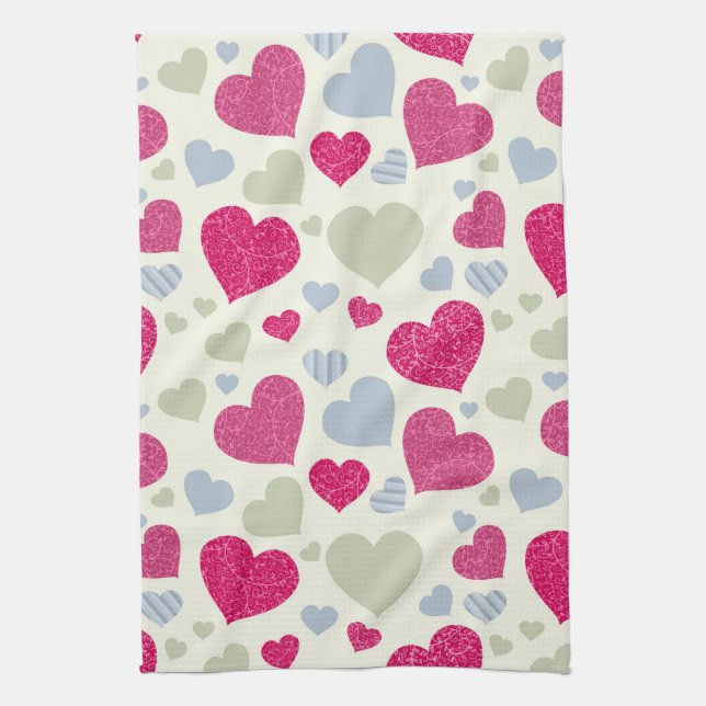 Hearts Background Kitchen Towel (Vertical)