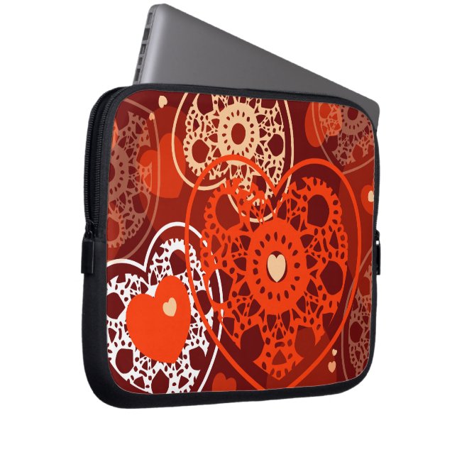 Hearts background, laptop sleeve (Front Right)