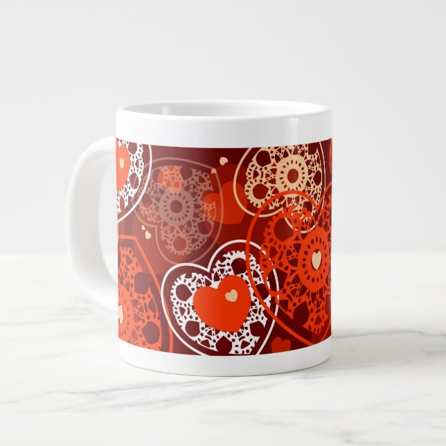 Hearts background, mug (Front Left)