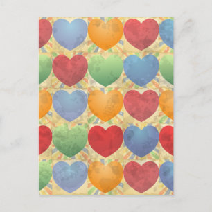 Hearts background postcard