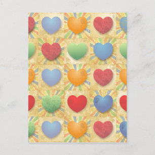 Hearts background postcard