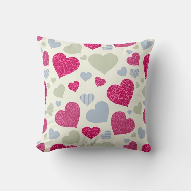 Hearts Background Throw Pillow (Front)