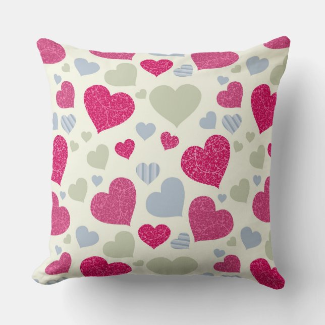 Hearts Background Throw Pillow (Front)