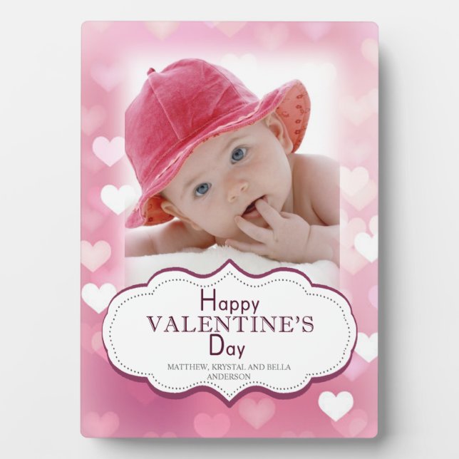 Hearts Background Valentine's Photo Plaque (Front)