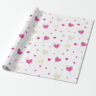 Hearts balloon and crowns. wrapping paper