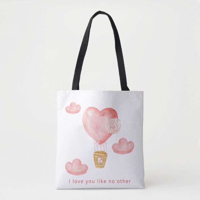 Hearts Balloon Valentine Personalized Photo  Tote Bag (Front)