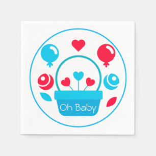 Hearts, Balloons and heart basket Napkin