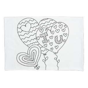 Hearts&Balloons Colouring DIY Doodle Pillowcase