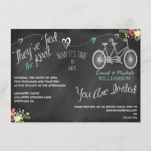 Hearts & Bicycle Chalkboard Post Wedding Invite