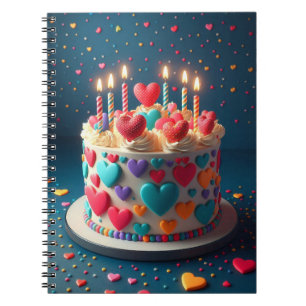 Hearts Birth Cake Notebook