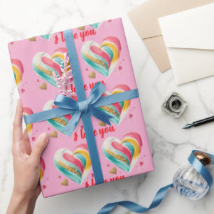 hearts birthday valentine's anniversary   wrapping paper