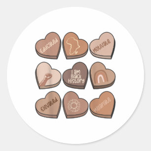 Hearts Black History Month V-day Valentine Educate Classic Round Sticker