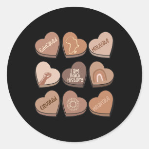 Hearts Black History Month V-day Valentine Educate Classic Round Sticker