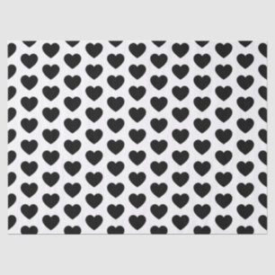 Hearts, Black on White Tissue Paper