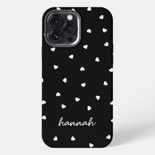 Hearts Black & White Pattern Monogram iPhone 13 Pro Max Case