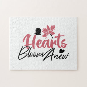 Hearts Bloom Anew - Inspirational Floral Quote Jigsaw Puzzle