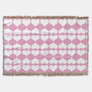 Hearts Blush Pink and White Geometric Throw Blanket