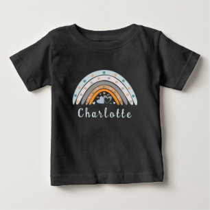 Hearts Boho Rainbow with Personalized Name Baby T-Shirt